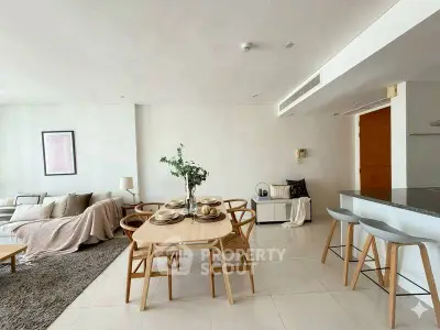 Spacious modern living room with dining area and stylish decor