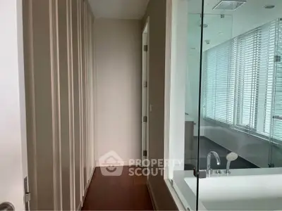 Modern bathroom with glass shower and sleek design