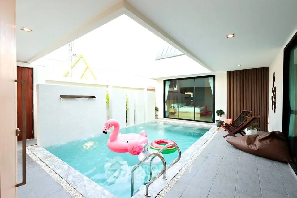 Luxurious modern home with private indoor swimming pool and stylish decor