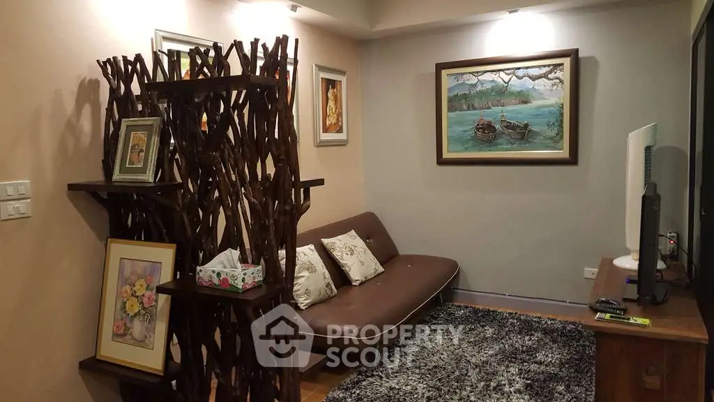 Cozy living room with unique decor and modern furnishings