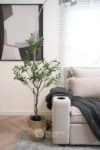 Stylish living room with modern decor and cozy seating area