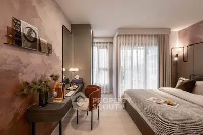 Luxurious bedroom with elegant decor and natural light