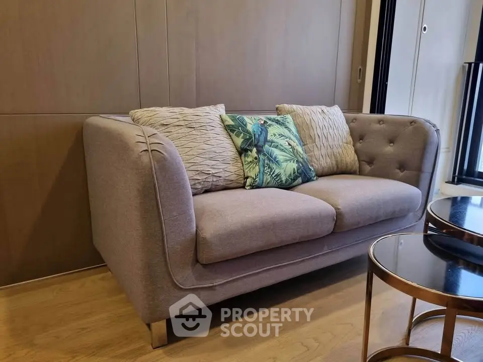 Stylish living room with modern sofa and elegant decor