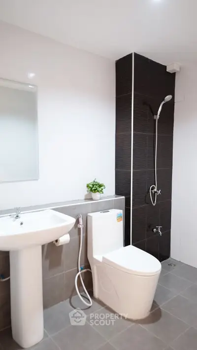 Modern bathroom with sleek fixtures and contemporary design