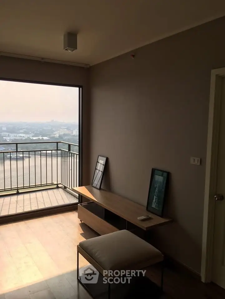 Modern apartment with stunning balcony view and stylish interior design.