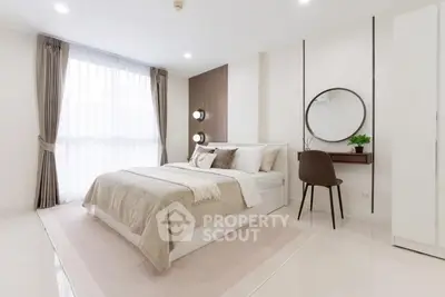 Elegant modern bedroom with stylish decor and natural light