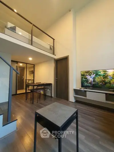 Modern loft apartment with high ceilings and stylish decor