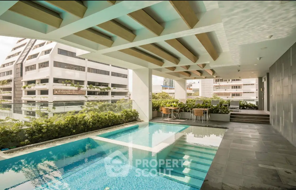Luxurious rooftop pool with stunning city views and modern architecture, perfect for relaxation and entertainment.