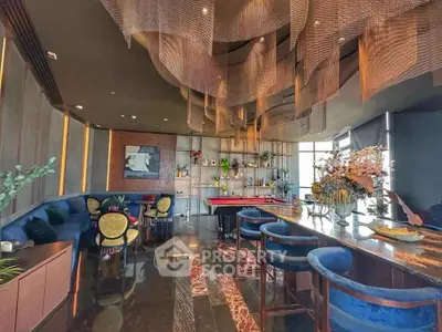 Luxurious modern living room with elegant bar and stylish decor