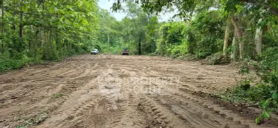 Expansive cleared land plot surrounded by lush greenery, ideal for development opportunities.