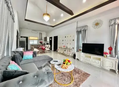 Luxurious living room with elegant decor and spacious layout
