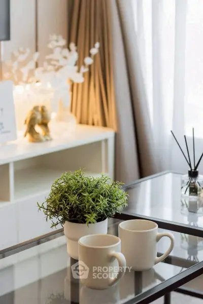 Stylish living room with modern decor and natural light