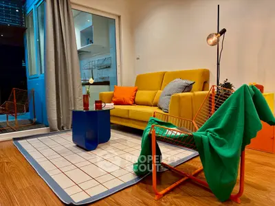 Stylish living room with vibrant decor and modern furniture