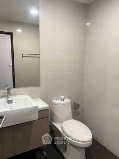 Modern bathroom with sleek fixtures and minimalist design
