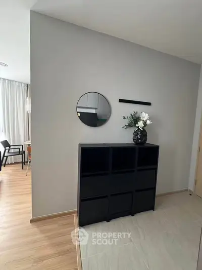Modern interior with stylish decor and sleek furniture in a contemporary living space.