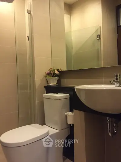 Modern bathroom with sleek fixtures and elegant design
