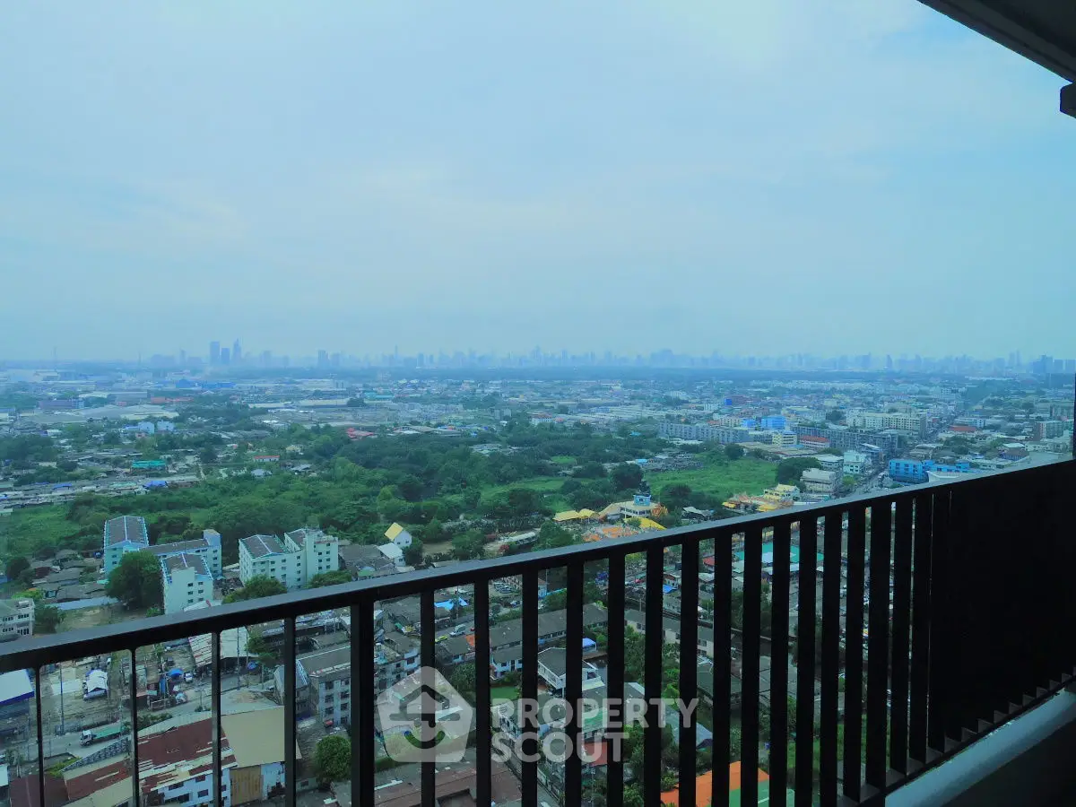 Stunning cityscape view from high-rise balcony with expansive skyline
