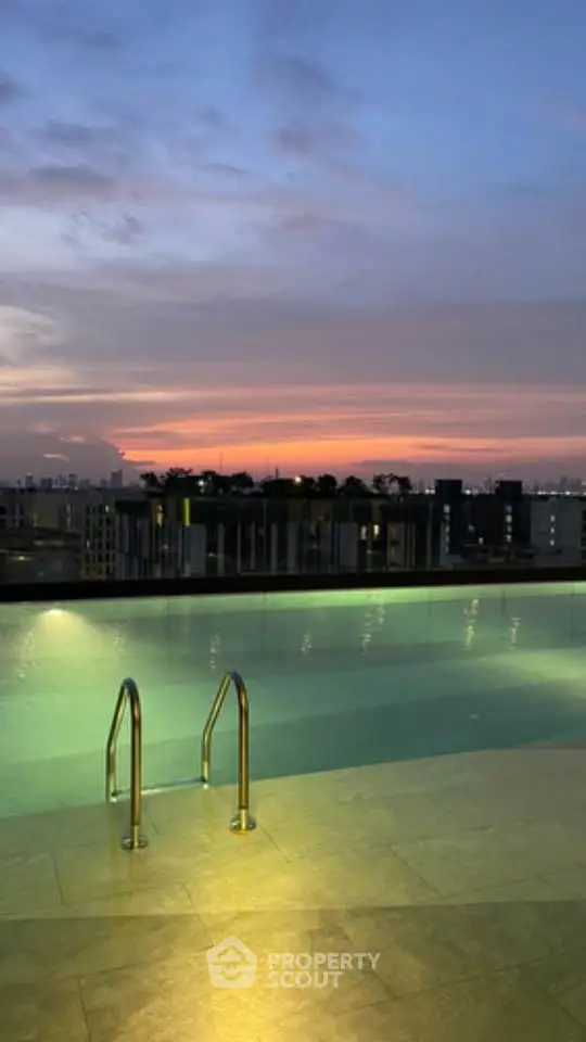 Stunning rooftop pool with breathtaking sunset view, perfect for luxury living.