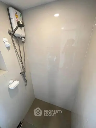 Modern bathroom with sleek shower and minimalist design