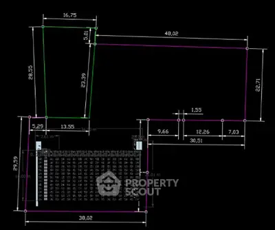 Architectural floor plan with precise measurements and layout details.