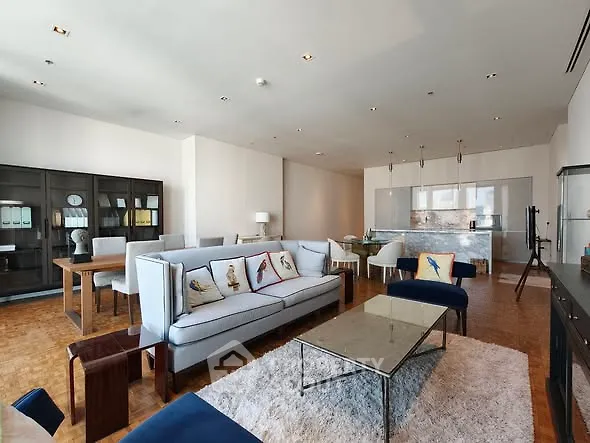 Spacious modern living room with elegant decor and open layout