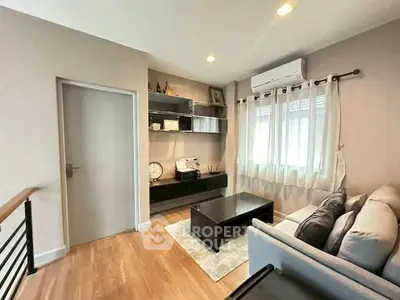 Cozy living room with modern decor and natural light