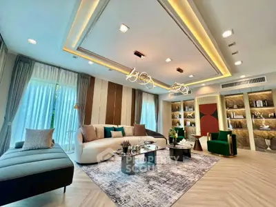 Luxurious modern living room with elegant lighting and stylish furniture