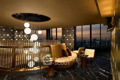 Luxurious living room with panoramic city view and elegant decor