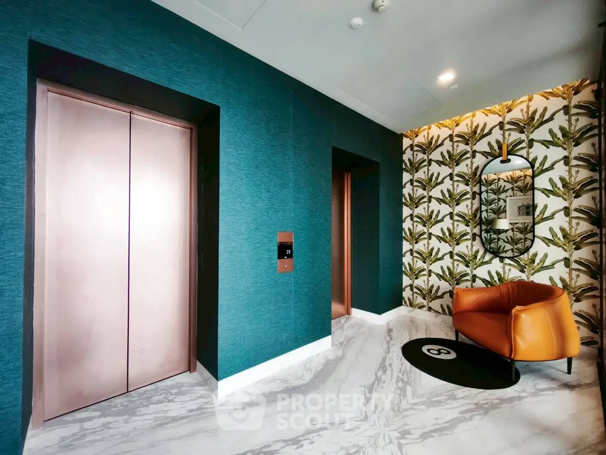 Stylish modern elevator lobby with chic decor and luxurious finishes