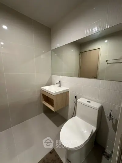 Modern bathroom with sleek fixtures and minimalist design