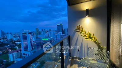 Stunning cityscape view from a modern balcony at dusk, perfect for urban living enthusiasts.