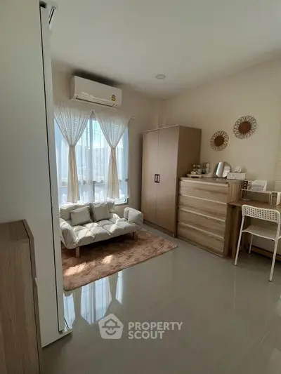 Cozy bedroom with modern furniture and natural light