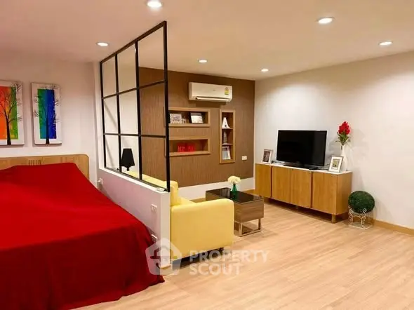 Modern studio apartment with stylish decor and open layout