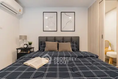 Cozy modern bedroom with stylish decor and comfortable bedding