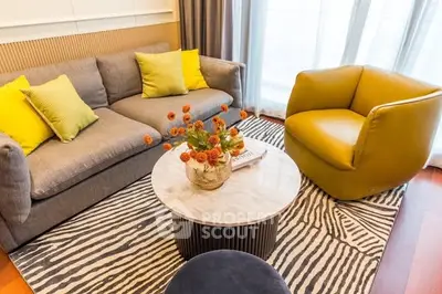 Stylish living room with modern furniture and vibrant decor