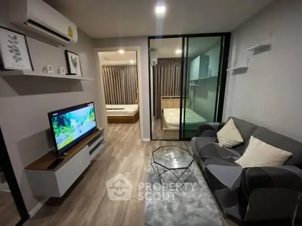 Modern living room with stylish decor and cozy ambiance