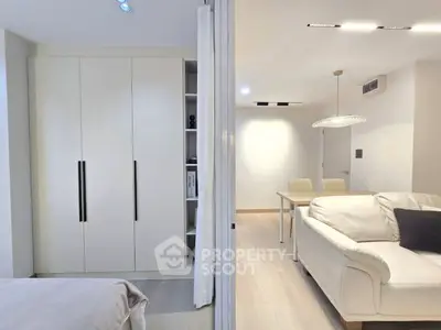 Modern living room with open layout and stylish furniture