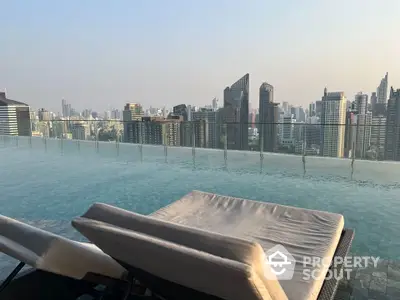 Luxurious rooftop infinity pool with stunning city skyline view