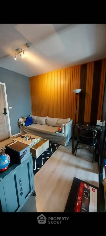 Stylish living room with modern decor and cozy seating area