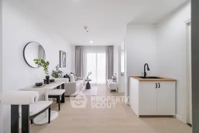 Modern living room with minimalist decor and natural light