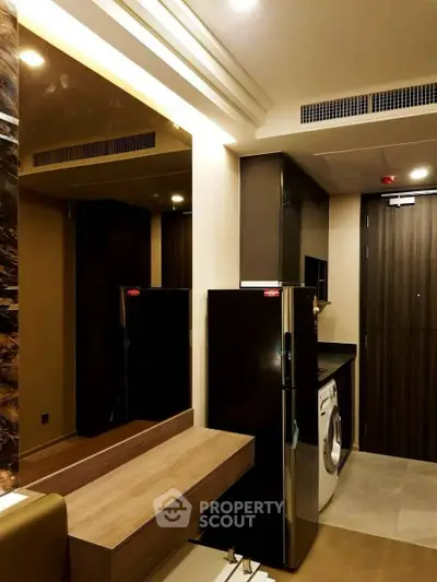 Modern interior with sleek kitchen appliances and stylish design