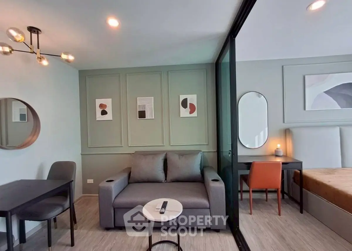 Modern studio apartment with stylish decor and cozy furnishings