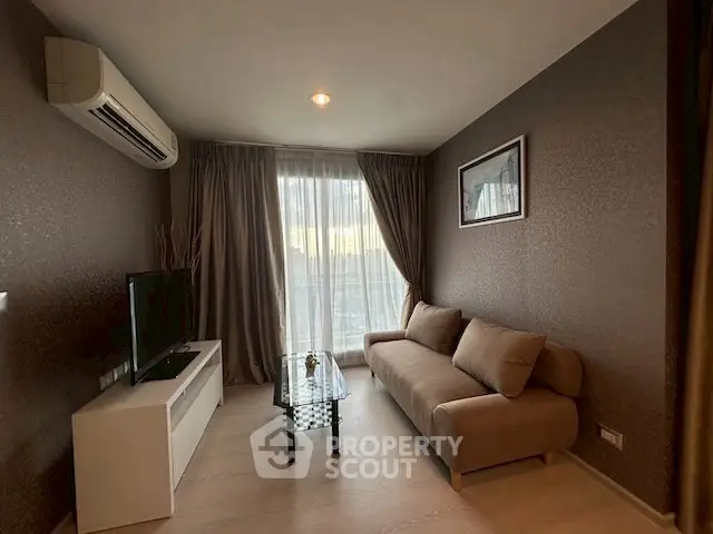 Cozy living room with modern decor and natural light