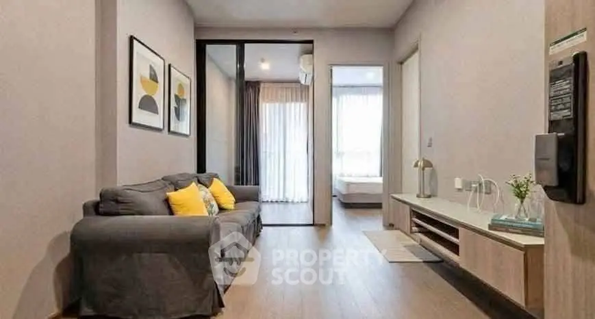 Modern apartment interior with cozy living room and stylish decor