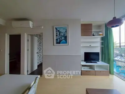 Modern living room with stylish decor and natural light