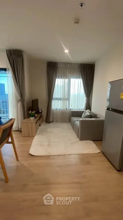 Cozy living room with modern decor and natural light