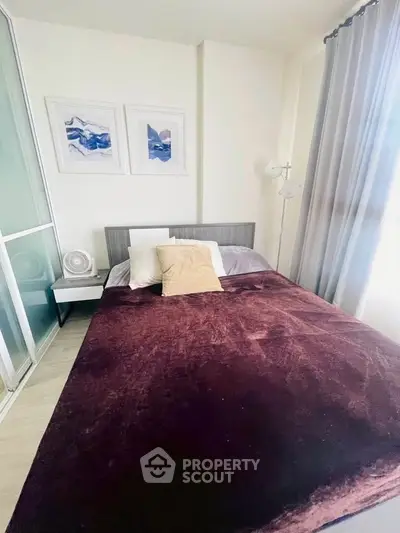 Cozy bedroom with modern decor and natural light