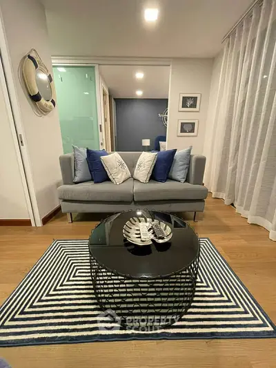 Stylish modern living room with cozy sofa and chic decor