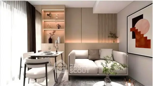 Modern living room with stylish decor and natural light