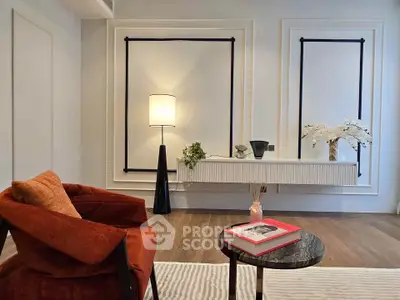 Stylish modern living room with elegant decor and warm lighting